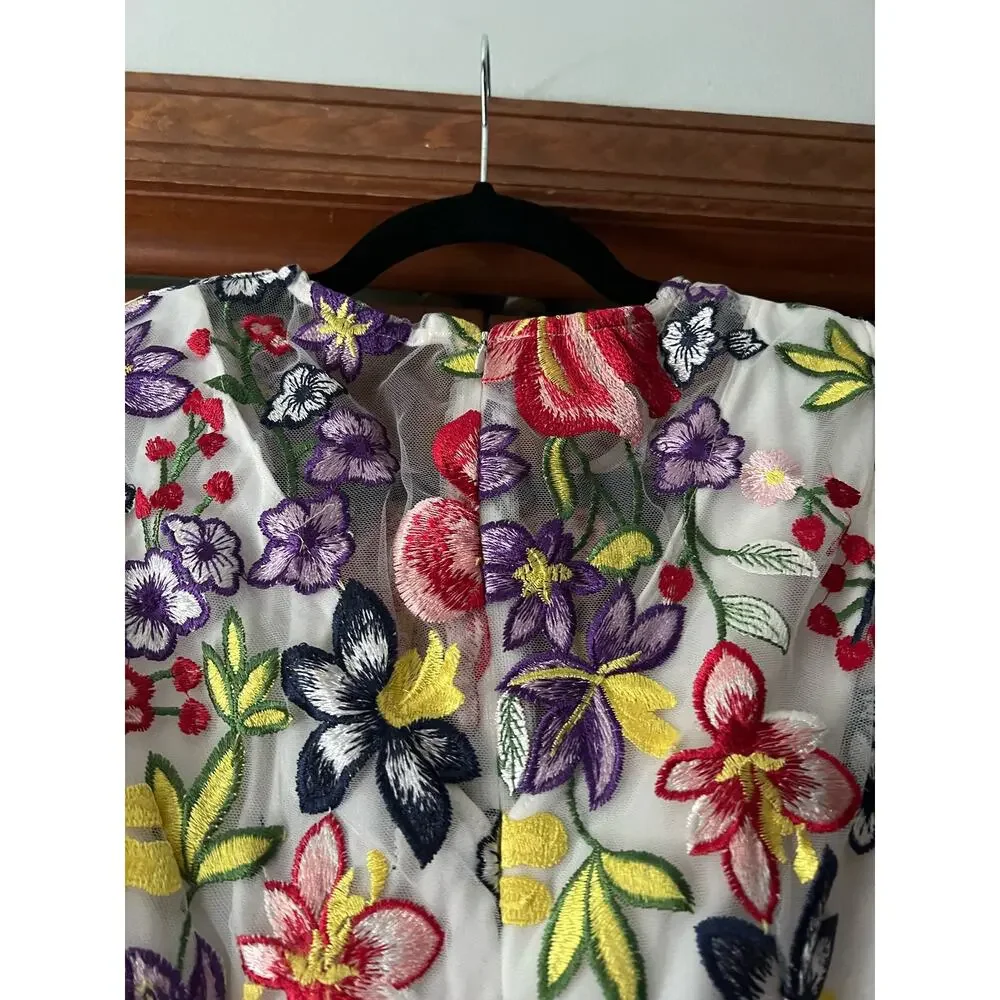 Alexia Admor Women's Floral Embroidered Mesh Overlay Sheath Dress Multicolor  4 - Picture 4 of 10